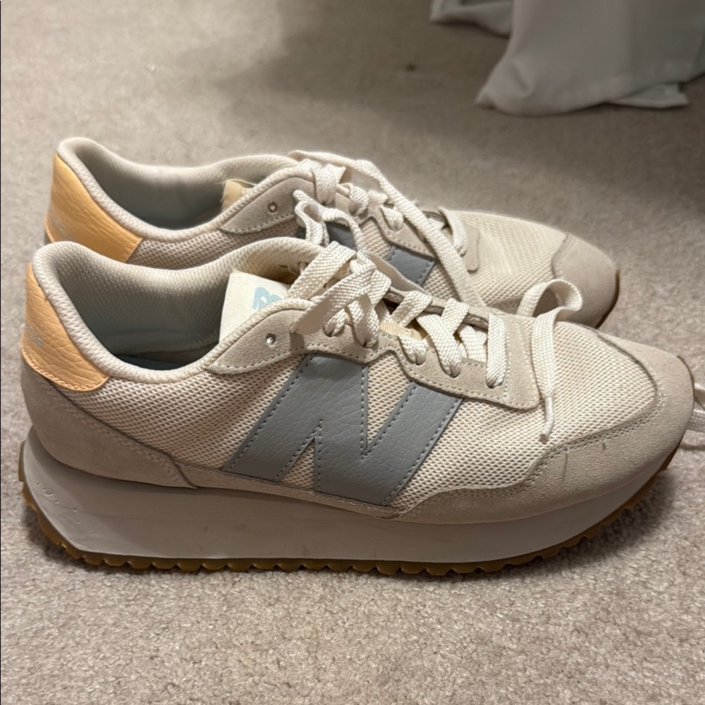 New Balance Women's Cream and Gray Sneakers